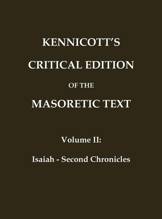 Produktbild: Kennicott's Critical Edition Of The Masoretic Text