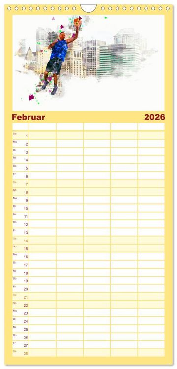 Produktbild: Familienplaner 2026 - Basketball Art mit 5 Spalten (Wandkalender, 21 x 45 cm) CALVENDO