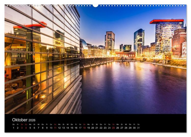 Produktbild: D&uuml;sseldorf bei Nacht (Wandkalender 2026 DIN A2 quer), CALVENDO Monatskalender
