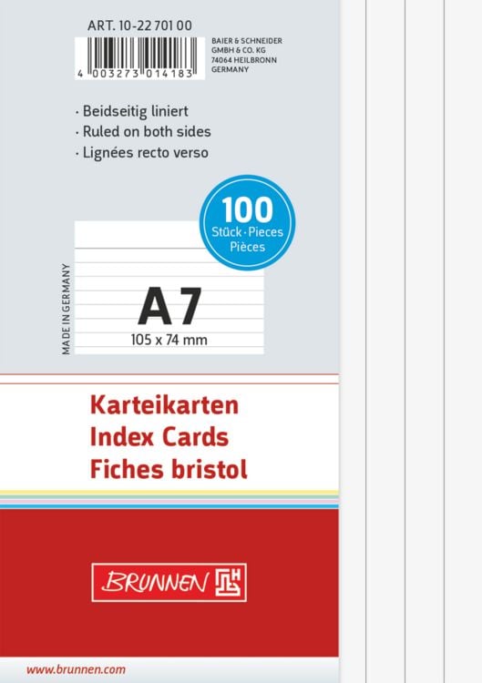 Produktbild: Brunnen Karteikarte A7 lin ws 100St