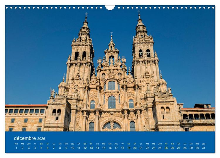 Produktbild: Lieux de culte vers Compostelle (Calendrier mural 2026 DIN A3 vertical), CALVENDO calendrier mensuel