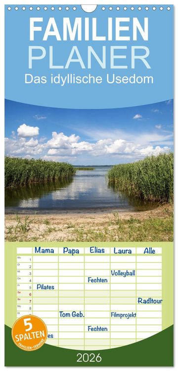 Produktbild: Familienplaner 2026 - Das idyllische Usedom mit 5 Spalten (Wandkalender, 21 x 45 cm) CALVENDO