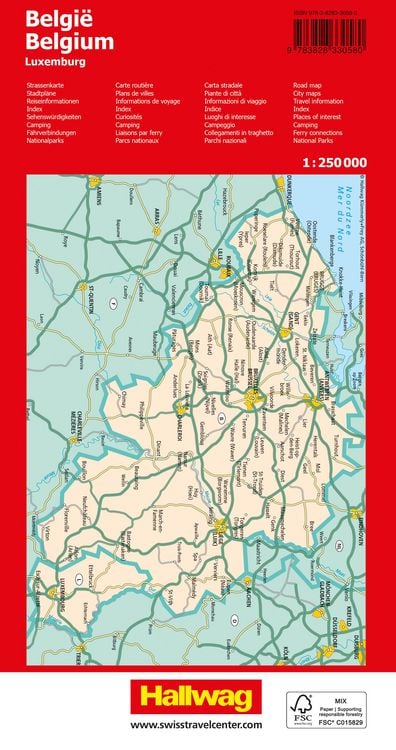 Produktbild: Hallwag Strassenkarte Belgien 1:250.000