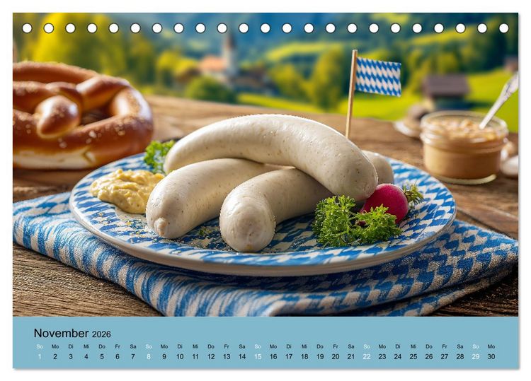 Produktbild: Bayrische Wei&szlig;wurst - Traditioneller K&uuml;chenkalender f&uuml;r Genie&szlig;er (Tischkalender 2026 DIN A5 quer), CALVENDO Monatskalender