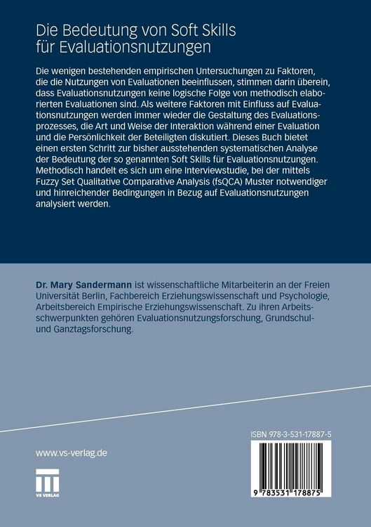 Produktbild: Die Bedeutung von Soft Skills f&uuml;r Evaluationsnutzungen