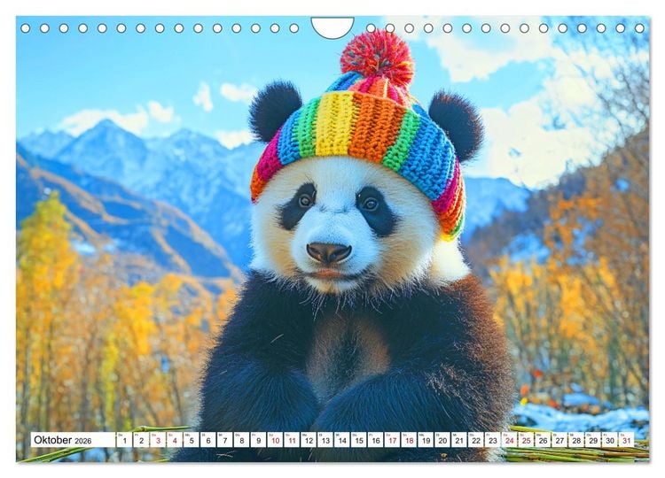 Produktbild: Strick-Pfoten - Flauschige Freunde in gestrickten Meisterwerken (Wandkalender 2026 DIN A4 quer), CALVENDO Monatskalender