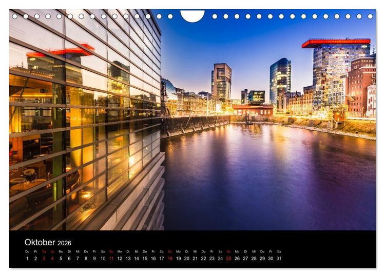Produktbild: D&uuml;sseldorf bei Nacht (Wandkalender 2026 DIN A4 quer), CALVENDO Monatskalender