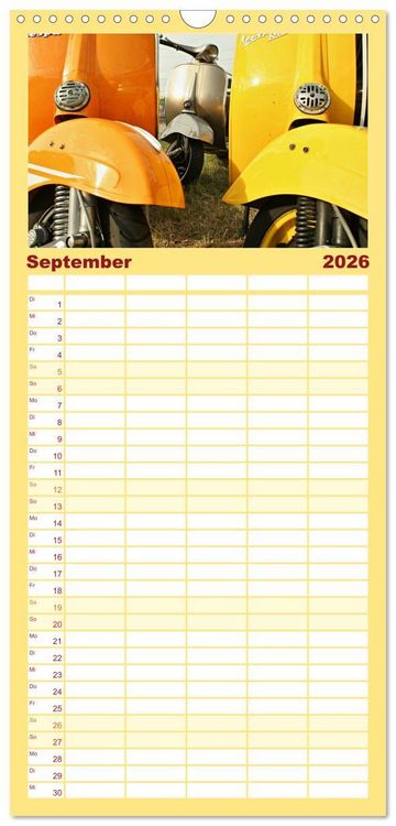 Produktbild: Familienplaner 2026 - Vespa Liebe mit 5 Spalten (Wandkalender, 21 x 45 cm) CALVENDO