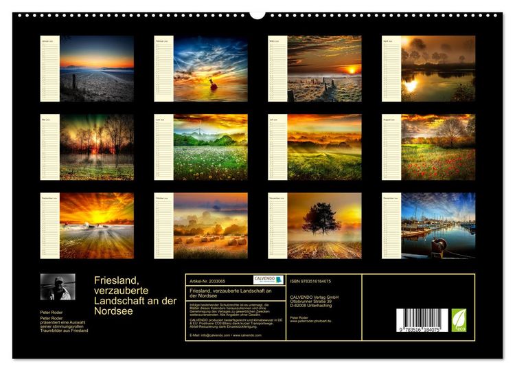 Produktbild: Friesland, verzauberte Landschaft an der Nordsee (hochwertiger Premium Wandkalender 2026 DIN A2 quer), Kunstdruck in Hochglanz