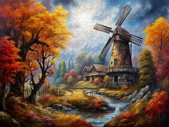 Produktbild: CALVENDO Puzzle Windm&uuml;hle im Herbst | 1000 Teile Lege-Gr&ouml;&szlig;e 64x48cm Foto-Puzzle f&uuml;r gl&uuml;ckliche Stunden