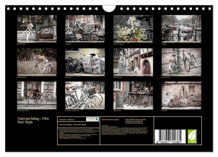 Produktbild: Fahrrad Alltag - Film Noir Style (Wandkalender 2026 DIN A4 quer), CALVENDO Monatskalender