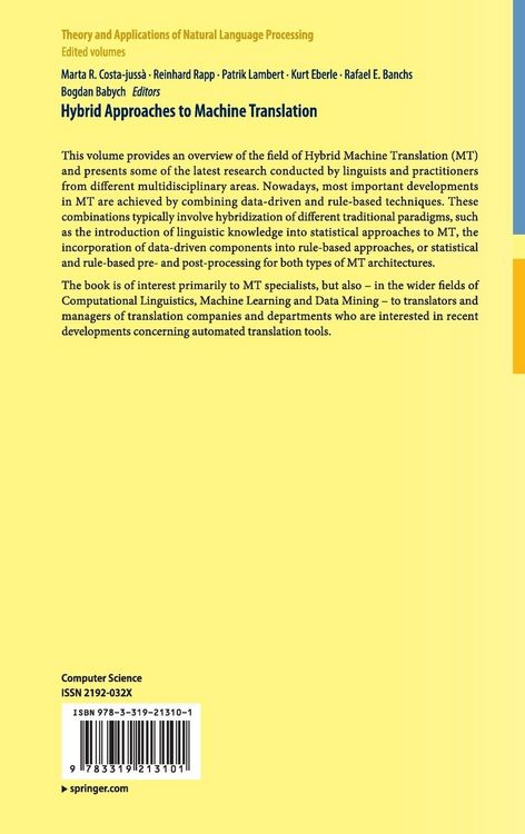 Produktbild: Hybrid Approaches to Machine Translation