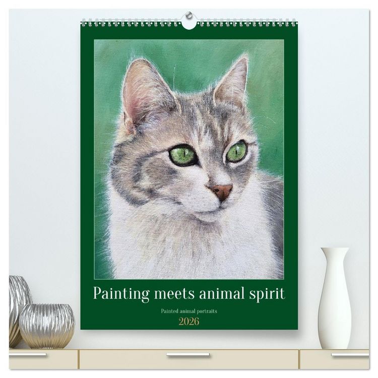 Produktbild: Painting meets animal spirit - Painted animal portraits (High Quality Premium Wall Calendar 2026 DIN A2 portrait),CALVENDO 12 Month Wall Calendar