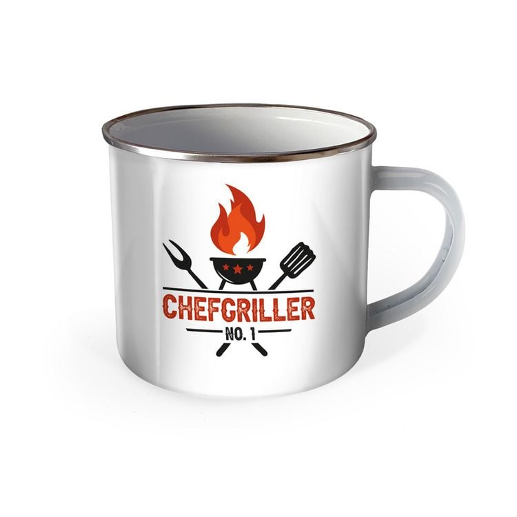 Produktbild: Tr&ouml;tsch Emaille Becher Chefgriller NO. 1 Grillmeister