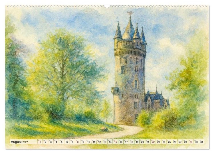 Produktbild: Potsdam &ndash; Historische Ansichten im Aquarellstil (hochwertiger Premium Wandkalender 2027 DIN A2 quer), Kunstdruck in Hochglanz