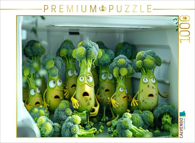 Produktbild: CALVENDO Puzzle Staunender Brokkoli im K&uuml;hlschrank | 1000 Teile Lege-Gr&ouml;&szlig;e 64x48cm Foto-Puzzle f&uuml;r gl&uuml;ckliche Stunden