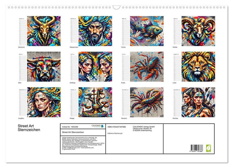 Produktbild: Street Art Sternzeichen (Wandkalender 2026 DIN A2 quer), CALVENDO Monatskalender