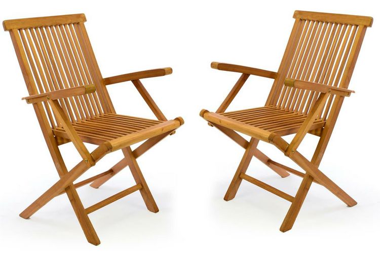 Produktbild: 2er Gartenstuhl Hochlehner Klappstuhl Holz Teak