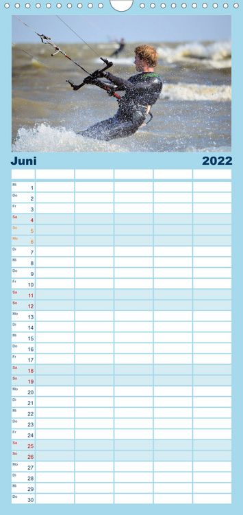 Produktbild: Familienplaner Kitesurfen - Wind und Wellen (Wandkalender 2022 , 21 cm x 45 cm, hoch)