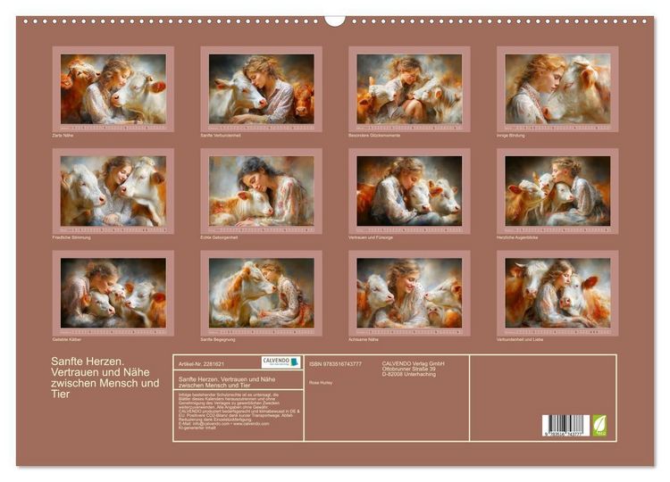 Produktbild: Sanfte Herzen. Vertrauen und N&auml;he zwischen Mensch und Tier (Wandkalender 2026 DIN A2 quer), CALVENDO Monatskalender