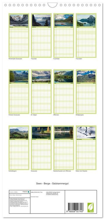 Produktbild: Familienplaner 2026 - Seen - Berge - Salzkammergut mit 5 Spalten (Wandkalender, 21 x 45 cm) CALVENDO