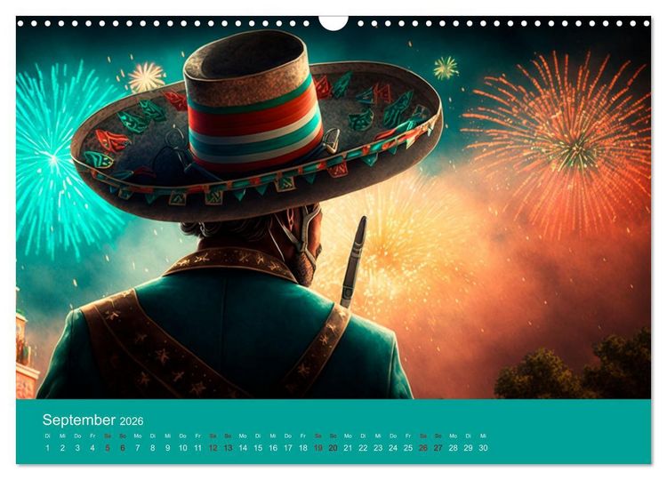 Produktbild: Farben Mexikos: Eine farbenfrohe Reise durch die Jahreszeiten (Wandkalender 2026 DIN A3 quer), CALVENDO Monatskalender