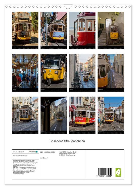 Produktbild: Lissabons Stra&szlig;enbahnen (Wandkalender 2026 DIN A3 hoch), CALVENDO Monatskalender