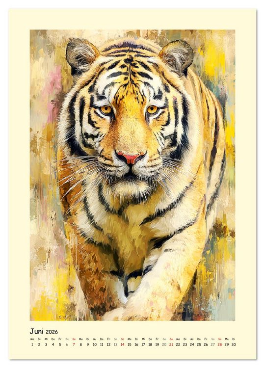 Produktbild: Raubkatzen. Moderne Paintings wilder Eleganz (Wandkalender 2026 DIN A3 hoch), CALVENDO Monatskalender