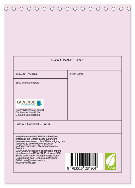 Produktbild: Lust auf Hochzeit - Planer (Tischkalender 2026 DIN A5 hoch), CALVENDO Monatskalender