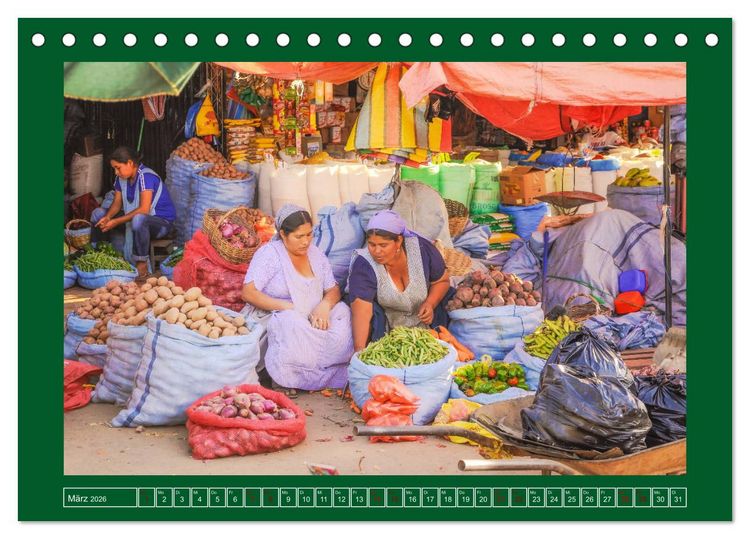 Produktbild: Bolivien - Marktimpressionen (Tischkalender 2026 DIN A5 quer), CALVENDO Monatskalender