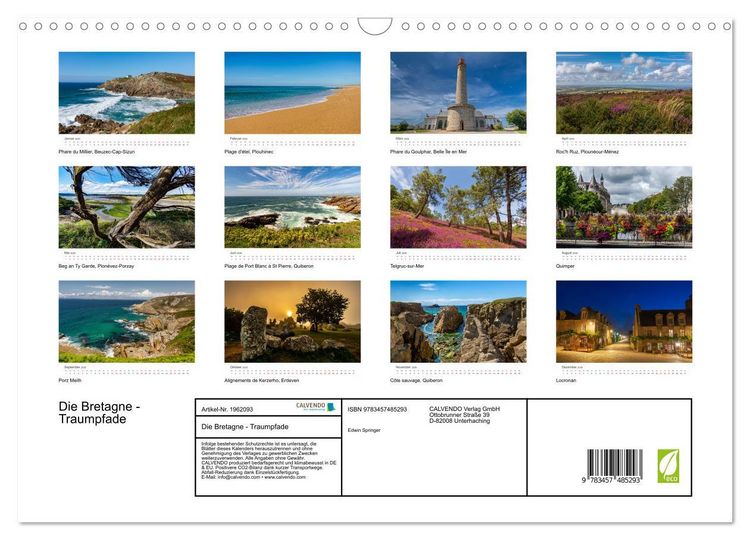 Produktbild: Die Bretagne - Traumpfade (Wandkalender 2026 DIN A3 quer), CALVENDO Monatskalender