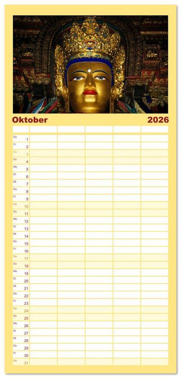 Produktbild: Familienplaner 2026 - Buddhas & Bhodisattvas mit 5 Spalten (Wandkalender, 21 x 45 cm) CALVENDO