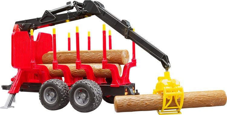 Produktbild: Bruder Profi-Serie R&uuml;ckeanh&auml;nger mit Ladekran, 4 Baumst&auml;mmen und Holzgreifer
