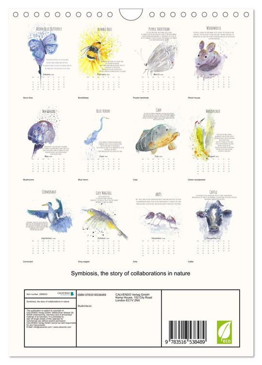 Produktbild: Symbiosis, the story of collaborations in nature (Wall Calendar 2026 DIN A4 portrait), CALVENDO 12 Month Wall Calendar