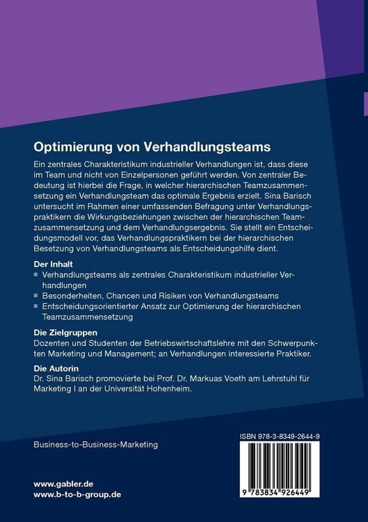 Produktbild: Optimierung von Verhandlungsteams