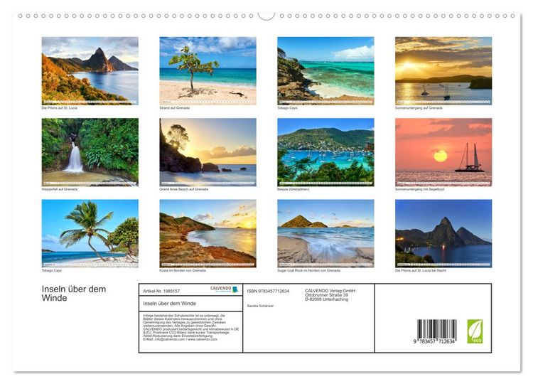 Produktbild: Inseln &uuml;ber dem Winde (hochwertiger Premium Wandkalender 2026 DIN A2 quer), Kunstdruck in Hochglanz