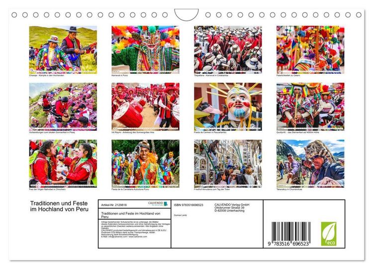 Produktbild: Traditionen und Feste im Hochland von Peru (Wandkalender 2026 DIN A4 quer), CALVENDO Monatskalender