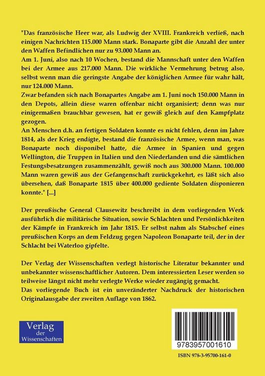 Produktbild: Der Feldzug von 1815 in Frankreich