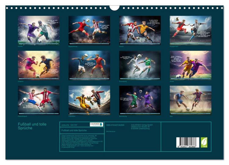 Produktbild: Fu&szlig;ball und tolle Spr&uuml;che (Wandkalender 2026 DIN A3 quer), CALVENDO Monatskalender