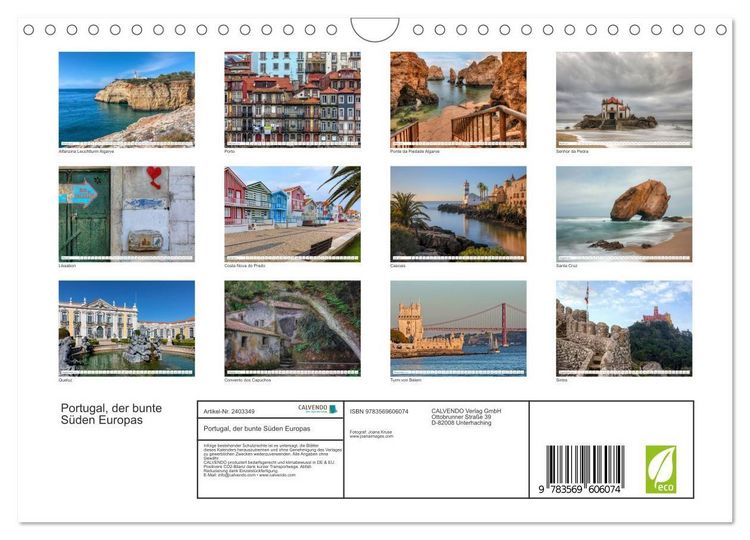 Produktbild: Portugal, der bunte S&uuml;den Europas (Wandkalender 2027 DIN A4 quer), CALVENDO Monatskalender