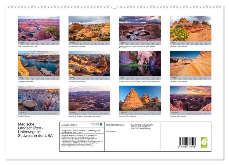 Produktbild: Magische Landschaften - Unterwegs im S&uuml;dwesten der USA (hochwertiger Premium Wandkalender 2026 DIN A2 quer), Kunstdruck in Hochglanz