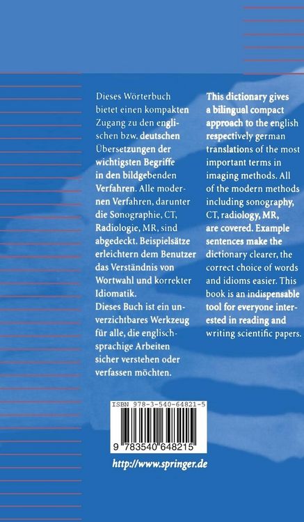 Produktbild: W&ouml;rterbuch der bildgebenden Verfahren/Dictionary of Medical Imaging