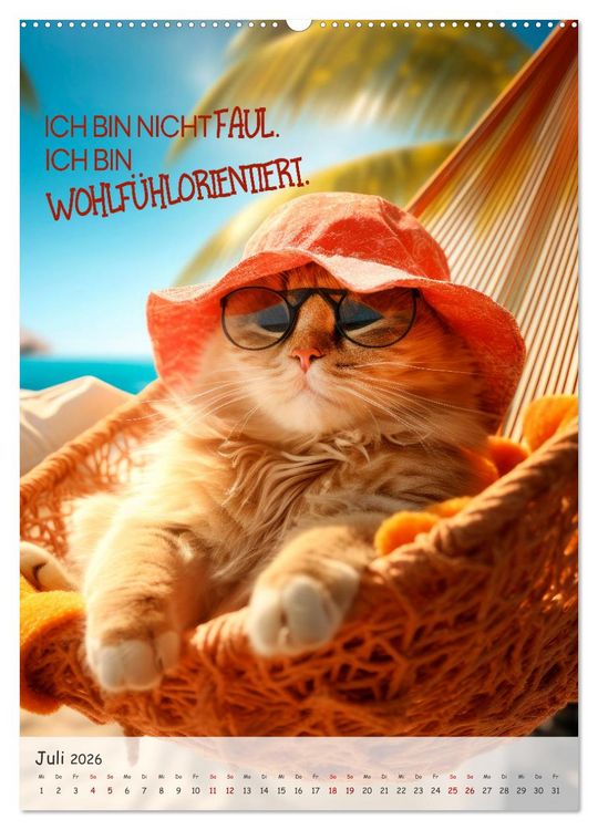 Produktbild: COOLE KATZEN Spr&uuml;cheklopfer (hochwertiger Premium Wandkalender 2026 DIN A2 hoch), Kunstdruck in Hochglanz