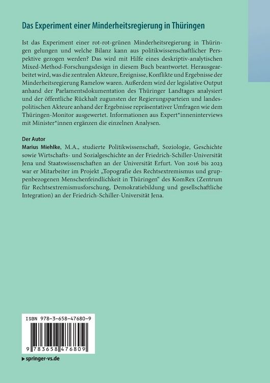 Produktbild: Das Experiment einer Minderheitsregierung in Th&uuml;ringen
