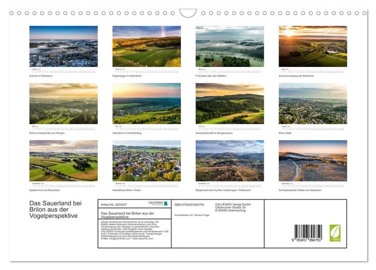 Produktbild: Das Sauerland bei Brilon aus der Vogelperspektive (Wandkalender 2026 DIN A3 quer), CALVENDO Monatskalender