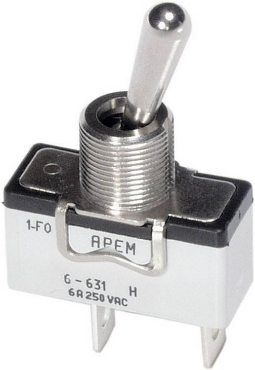 Produktbild: APEM 6-631H/2 6-631H/2 Kippschalter 250 V/AC 6A 1 x Aus/Ein rastend 1St.