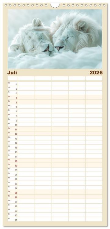Produktbild: Familienplaner 2026 - Tierische Tr&auml;umer - Sanft ruhend mit 5 Spalten (Wandkalender, 21 x 45 cm) CALVENDO