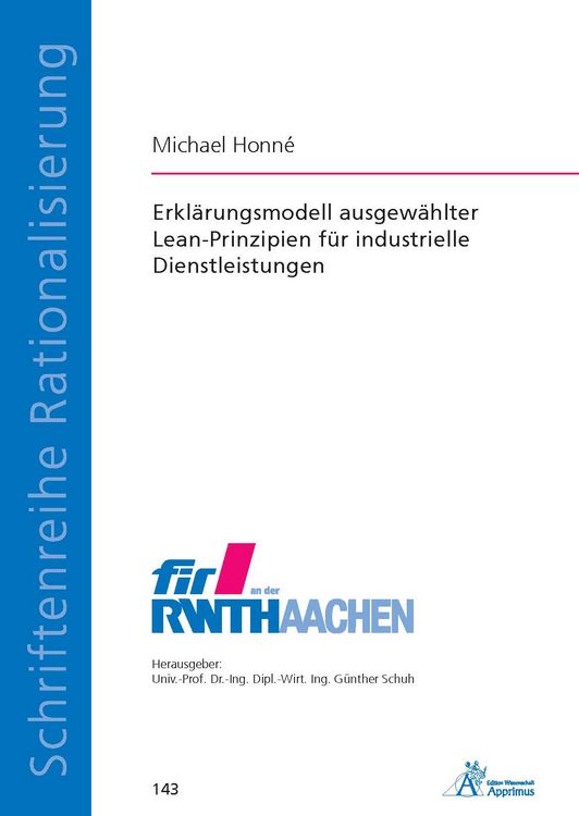 Produktbild: Erkl&auml;rungsmodell ausgew&auml;hlter Lean-Prinzipien f&uuml;r industrielle Dienstleistungen