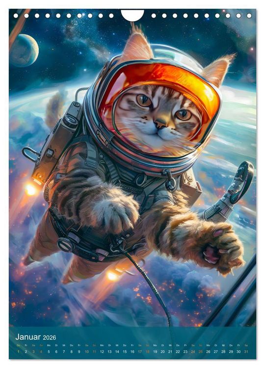 Produktbild: Katzen im All - Katzenastronauten im Kosmos (Wandkalender 2026 DIN A4 hoch), CALVENDO Monatskalender