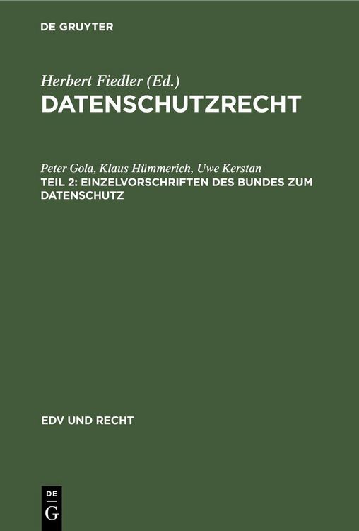 Produktbild: Einzelvorschriften des Bundes zum Datenschutz